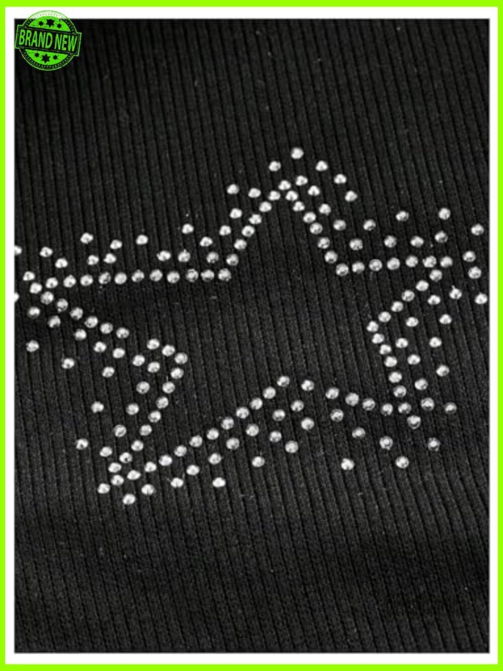 Strapless Ruched Tank Top with Rhinestone Star Asymmetrical Hem Rave Top - Picture 4 of 6